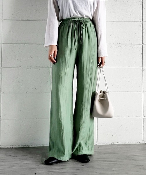 me+em select(ミームセレクト)の「楊柳イージーワイドパンツ【数量限定販売】(その他パンツ・レディース・ベージュ/グリーン/ブラック・FREE)」の10枚目の写真