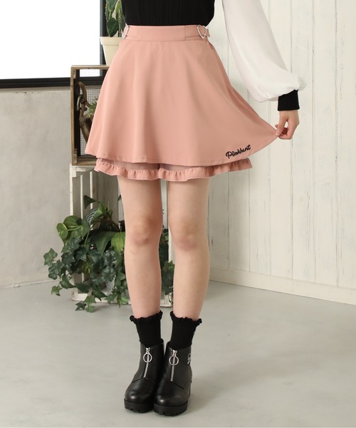 PINKHUNT(ピンクハント)の「PINKHUNT ウエストハートバックルスカート 5832K #IG(デニムスカート・キッズ・ベージュ/ベビーピンク・140cm/120cm/130cm/160cm/150cm)」の2枚目の写真