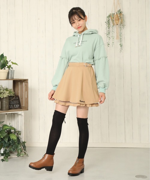 PINKHUNT(ピンクハント)の「PINKHUNT ウエストハートバックルスカート 5832K #IG(デニムスカート・キッズ・ベージュ/ベビーピンク・140cm/120cm/130cm/160cm/150cm)」の8枚目の写真
