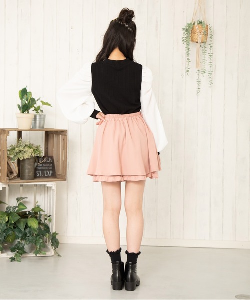 PINKHUNT(ピンクハント)の「PINKHUNT ウエストハートバックルスカート 5832K #IG(デニムスカート・キッズ・ベージュ/ベビーピンク・140cm/120cm/130cm/160cm/150cm)」の6枚目の写真
