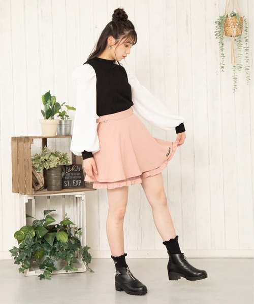 PINKHUNT(ピンクハント)の「PINKHUNT ウエストハートバックルスカート 5832K #IG(デニムスカート・キッズ・ベージュ/ベビーピンク・140cm/120cm/130cm/160cm/150cm)」の5枚目の写真