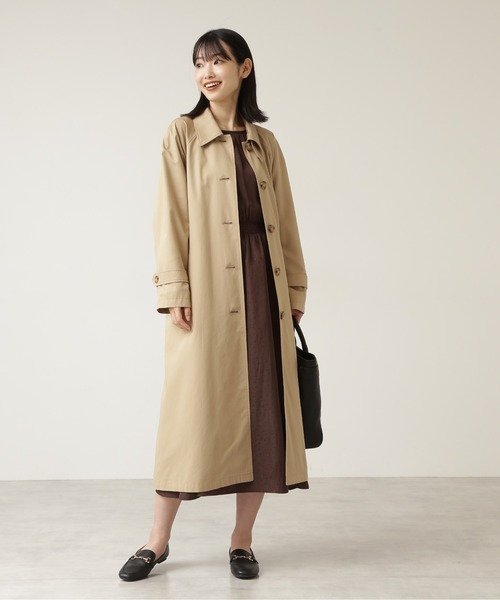 NATURAL BEAUTY BASIC（ナチュラルビューティーベーシック）の「キュプラ混バルマカーンコート（ステンカラーコート・レディース・チャコールグレー/ブルー/キャメル/グレー系その他5・SMALL/MEDIUM）」の4枚目の写真