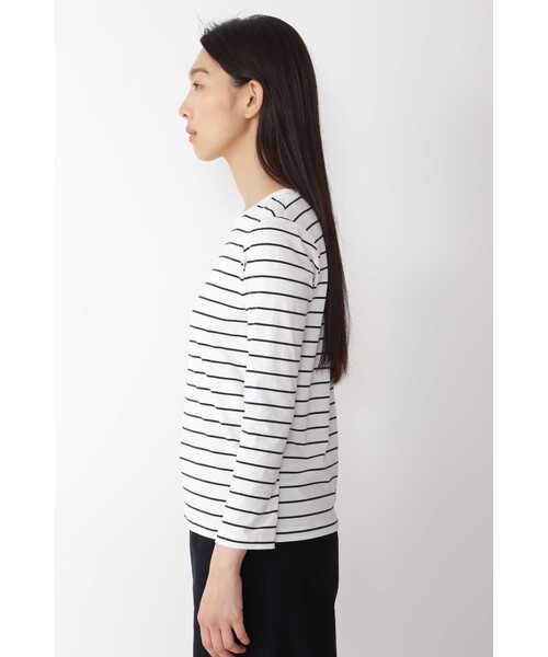 human woman（ヒューマンウーマン）の「◆オーガニック綿天竺プルオーバーボーダー（Tシャツ/カットソー・レディース・ダークインディゴブルー・LARGE/MEDIUM）」の13枚目の写真