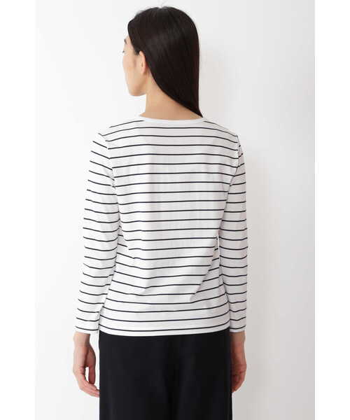 human woman（ヒューマンウーマン）の「◆オーガニック綿天竺プルオーバーボーダー（Tシャツ/カットソー・レディース・ダークインディゴブルー・LARGE/MEDIUM）」の14枚目の写真