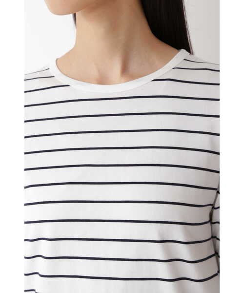 human woman（ヒューマンウーマン）の「◆オーガニック綿天竺プルオーバーボーダー（Tシャツ/カットソー・レディース・ダークインディゴブルー・LARGE/MEDIUM）」の15枚目の写真