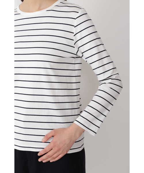 human woman（ヒューマンウーマン）の「◆オーガニック綿天竺プルオーバーボーダー（Tシャツ/カットソー・レディース・ダークインディゴブルー・LARGE/MEDIUM）」の16枚目の写真