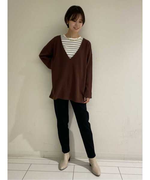 human woman（ヒューマンウーマン）の「◆オーガニック綿天竺プルオーバーボーダー（Tシャツ/カットソー・レディース・ダークインディゴブルー・LARGE/MEDIUM）」の17枚目の写真