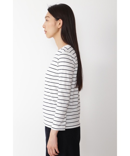 human woman（ヒューマンウーマン）の「◆オーガニック綿天竺プルオーバーボーダー（Tシャツ/カットソー・レディース・ダークインディゴブルー・LARGE/MEDIUM）」の7枚目の写真