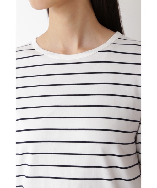 human woman（ヒューマンウーマン）の「◆オーガニック綿天竺プルオーバーボーダー（Tシャツ/カットソー・レディース・ダークインディゴブルー・LARGE/MEDIUM）」の2枚目の写真