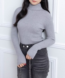 clear | タートルネックベーシックリブニットトップス [新色追加 フィット感 高機能 もっちり柔らか]≪2024AW新作≫(ニット/セーター)