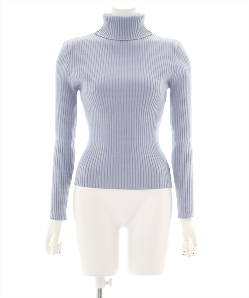 clear（クリア）の「タートルネックベーシックリブニットトップス [フィット感 もっちり柔らか]≪再入荷≫（ニット/セーター・レディース・ブラック/アイボリー/ブルーグレー/マスタード/ワインレッド/モカ/グリーン系その他/グレイッシュベージュ/ピンク/レッド/サックスブルー/イエロー/サーモンピンク/グレー/ブルー・F）」の4枚目の写真