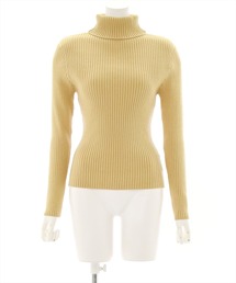 タートルネックベーシックリブニットトップス [フィット感 もっちり柔らか]≪再入荷≫