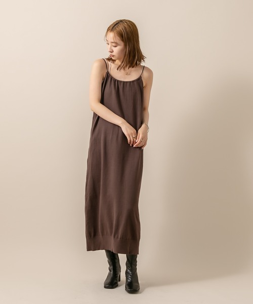 mline（エムライン）の「[mline] WEB限定 ニットキャミワンピース（ワンピース・レディース・アイボリー/ブラウン/ベージュ・FREE）」の3枚目の写真