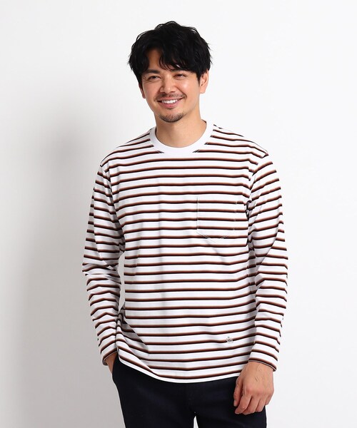 TAKEO KIKUCHI（タケオキクチ）の「◆グラデーション ボーダー カットソー（Tシャツ/カットソー・メンズ・ホワイト系3/ネイビー系7・02/03/04）」の2枚目の写真