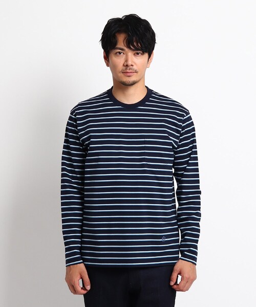 TAKEO KIKUCHI（タケオキクチ）の「◆グラデーション ボーダー カットソー（Tシャツ/カットソー・メンズ・ホワイト系3/ネイビー系7・02/03/04）」の6枚目の写真
