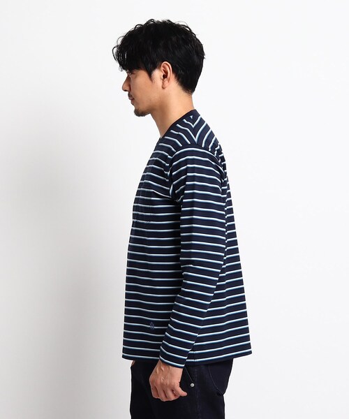 TAKEO KIKUCHI（タケオキクチ）の「◆グラデーション ボーダー カットソー（Tシャツ/カットソー・メンズ・ホワイト系3/ネイビー系7・02/03/04）」の4枚目の写真
