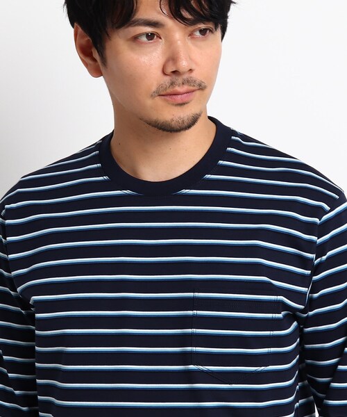 TAKEO KIKUCHI（タケオキクチ）の「◆グラデーション ボーダー カットソー（Tシャツ/カットソー・メンズ・ホワイト系3/ネイビー系7・02/03/04）」の7枚目の写真