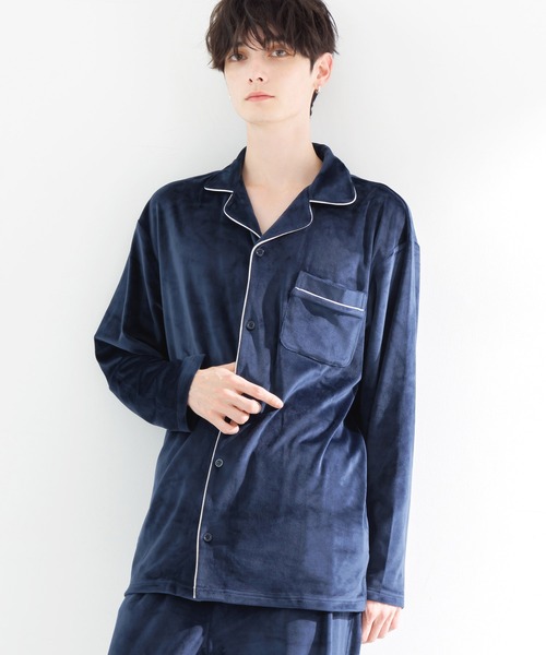 Dita(ディータ)の「メンズパールシャギーシャツルームウェア上下セット(ルームウェア/パジャマ・メンズ・アッシュグレー/ネイビー/ブラック・M/L)」の1枚目の写真
