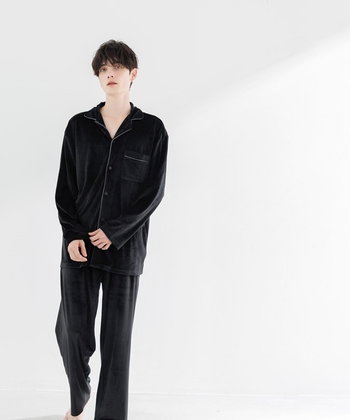 Dita(ディータ)の「メンズパールシャギーシャツルームウェア上下セット(ルームウェア/パジャマ・メンズ・アッシュグレー/ネイビー/ブラック・M/L)」の8枚目の写真