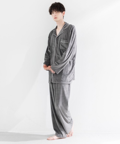 Dita(ディータ)の「メンズパールシャギーシャツルームウェア上下セット(ルームウェア/パジャマ・メンズ・アッシュグレー/ネイビー/ブラック・M/L)」の11枚目の写真