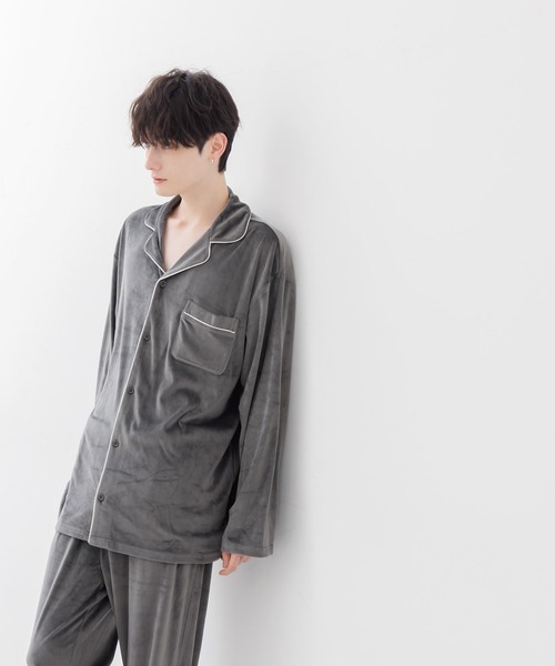 Dita(ディータ)の「メンズパールシャギーシャツルームウェア上下セット(ルームウェア/パジャマ・メンズ・アッシュグレー/ネイビー/ブラック・M/L)」の12枚目の写真