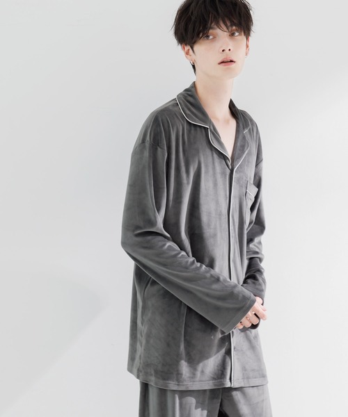Dita(ディータ)の「メンズパールシャギーシャツルームウェア上下セット(ルームウェア/パジャマ・メンズ・アッシュグレー/ネイビー/ブラック・M/L)」の14枚目の写真