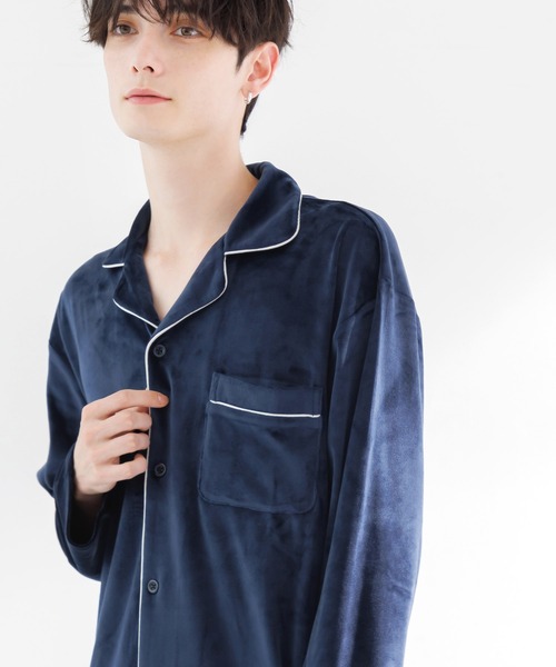 Dita(ディータ)の「メンズパールシャギーシャツルームウェア上下セット(ルームウェア/パジャマ・メンズ・アッシュグレー/ネイビー/ブラック・M/L)」の18枚目の写真