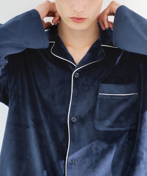 Dita(ディータ)の「メンズパールシャギーシャツルームウェア上下セット(ルームウェア/パジャマ・メンズ・アッシュグレー/ネイビー/ブラック・M/L)」の19枚目の写真