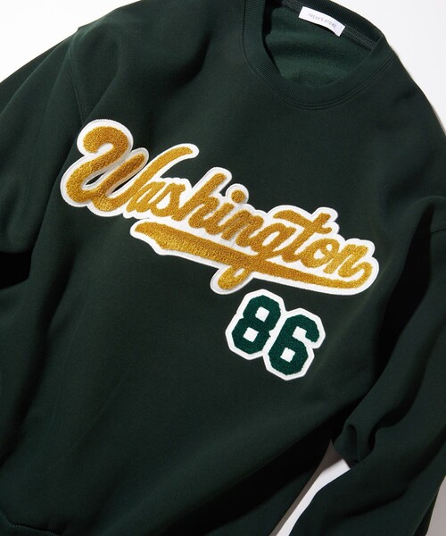 FREAK'S STORE（フリークスストア）の「サガラ刺繍 クルーネックスウェットシャツ/カレッジロゴ/ビックシルエット（スウェット・メンズ・ライトグレー/ブラック/ネイビー/グレー/モスグリーン・SMALL/MEDIUM/LARGE）」の6枚目の写真