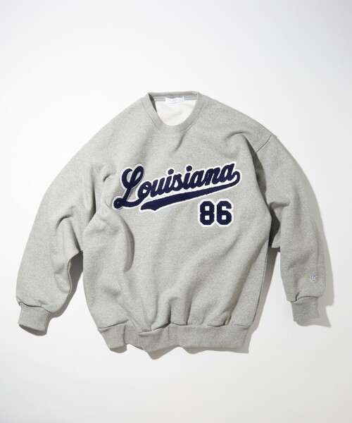 FREAK'S STORE（フリークスストア）の「サガラ刺繍 クルーネックスウェットシャツ/カレッジロゴ/ビックシルエット（スウェット・メンズ・ライトグレー/ブラック/ネイビー/グレー/モスグリーン・SMALL/MEDIUM/LARGE）」の15枚目の写真