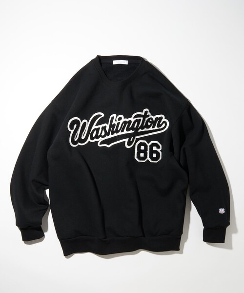 FREAK'S STORE（フリークスストア）の「サガラ刺繍 クルーネックスウェットシャツ/カレッジロゴ/ビックシルエット（スウェット・メンズ・ライトグレー/ブラック/ネイビー/グレー/モスグリーン・SMALL/MEDIUM/LARGE）」の12枚目の写真