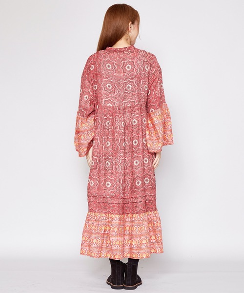 チャイハネ（チャイハネ）の「【チャイハネ】ブロックプリント ボヘラワンピース（ワンピース・レディース・ベージュ/パープル/レッド・FREE）」の18枚目の写真