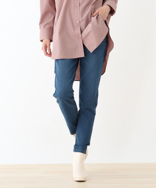 SHOO・LA・RUE(シューラルー)の「◆【SS-4L】裏起毛デニムスリムフィットスキニーパンツ(デニムパンツ・レディース・ブラック/ダークネイビー/ブルー/ホワイト系・03/05/01/04/06/10/02)」の3枚目の写真