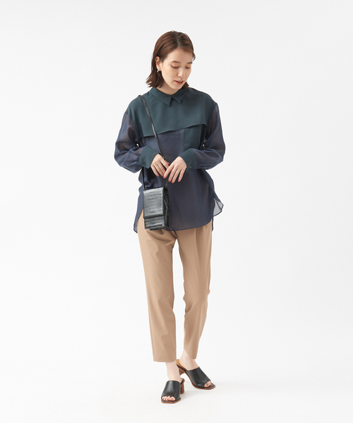 Abahouse Devinette(ドゥヴィネット)の「【BRAHMIN 】異素材コンビブラウス(シャツ/ブラウス・レディース・ベージュ/ダークグリーン/オフホワイト・フリー)」の5枚目の写真