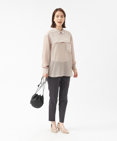 Abahouse Devinette(ドゥヴィネット)の「【BRAHMIN 】異素材コンビブラウス(シャツ/ブラウス・レディース・ベージュ/ダークグリーン/オフホワイト・フリー)」の4枚目の写真