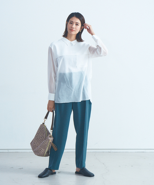 Abahouse Devinette(ドゥヴィネット)の「【BRAHMIN 】異素材コンビブラウス(シャツ/ブラウス・レディース・ベージュ/ダークグリーン/オフホワイト・フリー)」の6枚目の写真