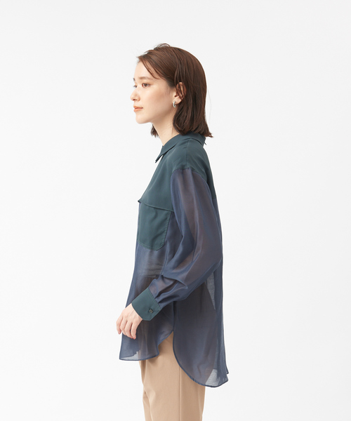 Abahouse Devinette(ドゥヴィネット)の「【BRAHMIN 】異素材コンビブラウス(シャツ/ブラウス・レディース・ベージュ/ダークグリーン/オフホワイト・フリー)」の8枚目の写真