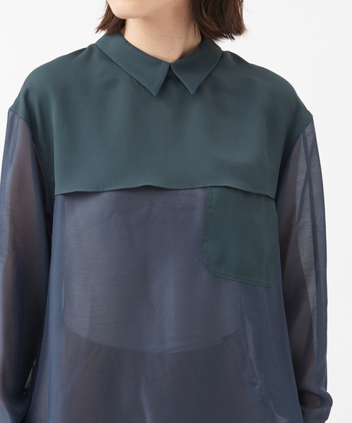 Abahouse Devinette(ドゥヴィネット)の「【BRAHMIN 】異素材コンビブラウス(シャツ/ブラウス・レディース・ベージュ/ダークグリーン/オフホワイト・フリー)」の10枚目の写真