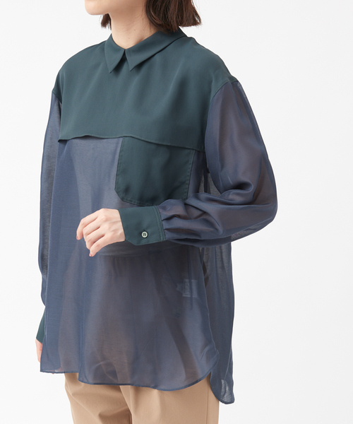 Abahouse Devinette(ドゥヴィネット)の「【BRAHMIN 】異素材コンビブラウス(シャツ/ブラウス・レディース・ベージュ/ダークグリーン/オフホワイト・フリー)」の11枚目の写真