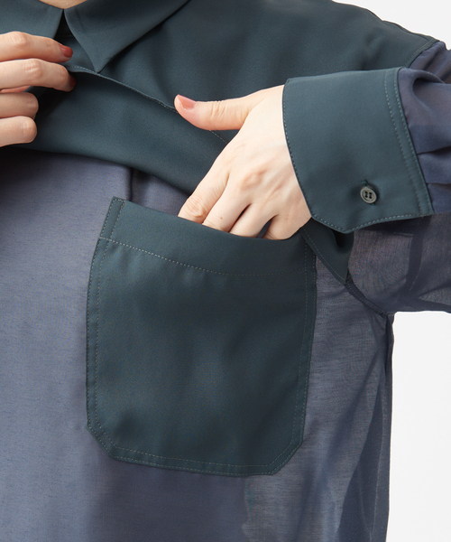 Abahouse Devinette(ドゥヴィネット)の「【BRAHMIN 】異素材コンビブラウス(シャツ/ブラウス・レディース・ベージュ/ダークグリーン/オフホワイト・フリー)」の13枚目の写真