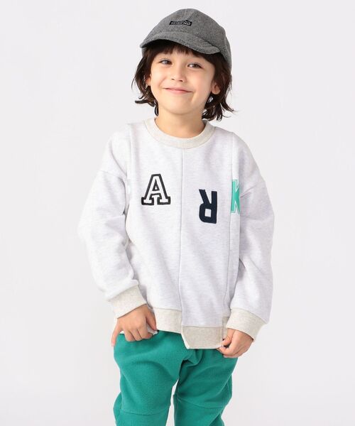 THE PARK SHOP(ザパークショップ)の「THE PARK SHOP:MIX WAY CREW(95~145cm)(スウェット・キッズ・ライトグレー/ワイン/マルチ・135/95/115/105/125/S/145)」の2枚目の写真