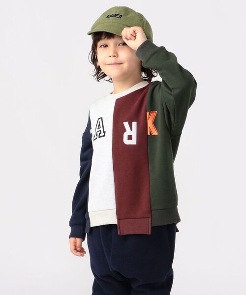 THE PARK SHOP(ザパークショップ)の「THE PARK SHOP:MIX WAY CREW(95~145cm)(スウェット・キッズ・ライトグレー/ワイン/マルチ・135/95/115/105/125/S/145)」の3枚目の写真