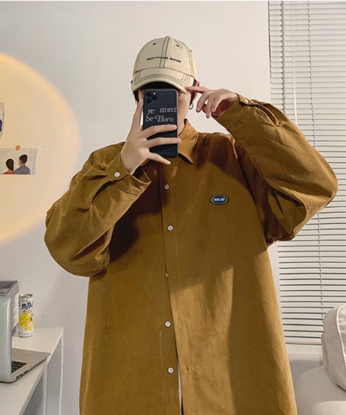 MGV（エムジーヴィー）の「ワンポイントオーバーサイズシンプルシャツ（シャツ/ブラウス・メンズ・ブルー/グリーン/ブラック/マスタード・LARGE/MEDIUM/X-LARGE）」の4枚目の写真