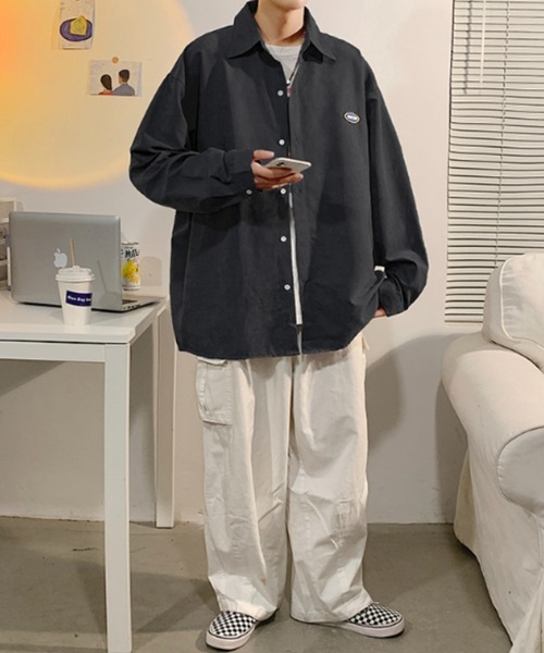 MGV（エムジーヴィー）の「ワンポイントオーバーサイズシンプルシャツ（シャツ/ブラウス・メンズ・ブルー/グリーン/ブラック/マスタード・LARGE/MEDIUM/X-LARGE）」の6枚目の写真