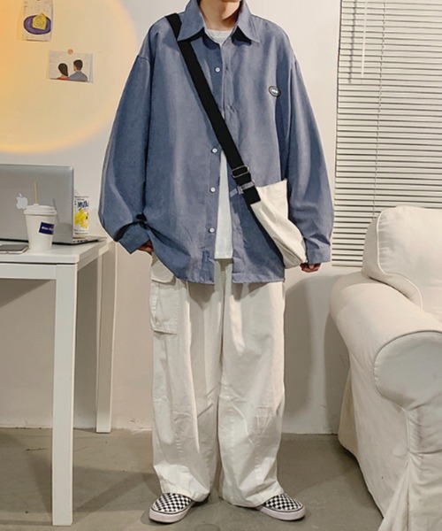 MGV（エムジーヴィー）の「ワンポイントオーバーサイズシンプルシャツ（シャツ/ブラウス・メンズ・ブルー/グリーン/ブラック/マスタード・LARGE/MEDIUM/X-LARGE）」の5枚目の写真