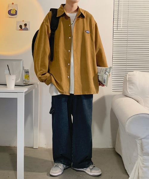 MGV（エムジーヴィー）の「ワンポイントオーバーサイズシンプルシャツ（シャツ/ブラウス・メンズ・ブルー/グリーン/ブラック/マスタード・LARGE/MEDIUM/X-LARGE）」の8枚目の写真