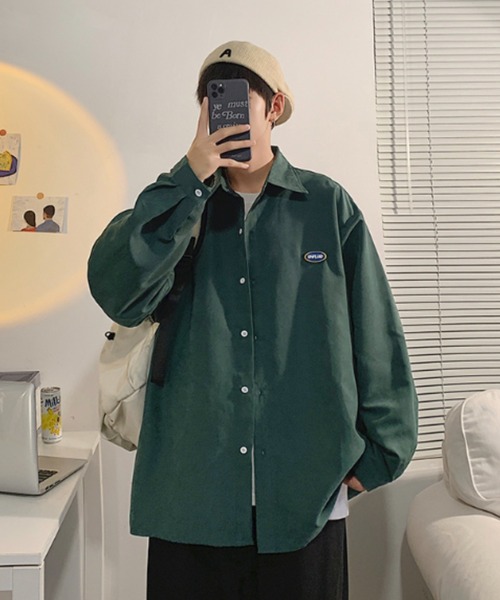 MGV（エムジーヴィー）の「ワンポイントオーバーサイズシンプルシャツ（シャツ/ブラウス・メンズ・ブルー/グリーン/ブラック/マスタード・LARGE/MEDIUM/X-LARGE）」の12枚目の写真