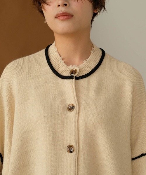 Bab（バブ）の「【WEB限定】バイカラーリンキングニットカーディガン（カーディガン/ボレロ・レディース・アイボリー/ベージュ/ブラック・FREE）」の9枚目の写真