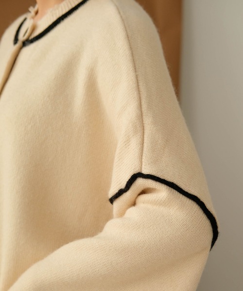 Bab（バブ）の「【WEB限定】バイカラーリンキングニットカーディガン（カーディガン/ボレロ・レディース・アイボリー/ベージュ/ブラック・FREE）」の6枚目の写真