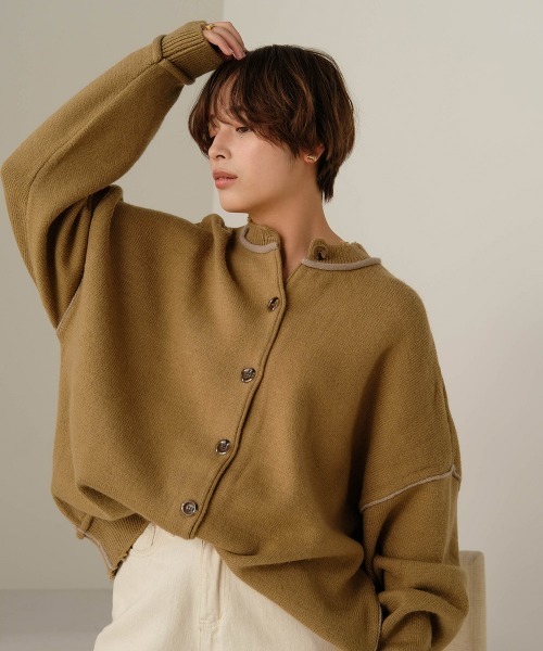 Bab（バブ）の「【WEB限定】バイカラーリンキングニットカーディガン（カーディガン/ボレロ・レディース・アイボリー/ベージュ/ブラック・FREE）」の7枚目の写真